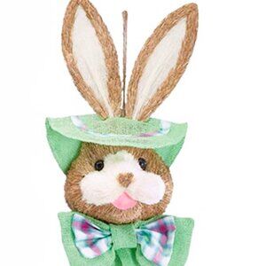 35" Burlap & Fabric Hanging Bunny Head